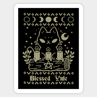 Blessed Yule Black Cat UGLY CHRISTMAS Sticker